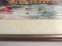 Image 7 of Antique Battleship Art Print in Vintage Frame, Burning of the London by the Dutch by Charles Dixon