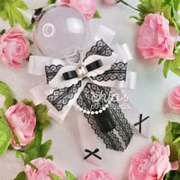 Image 4 of White & Black Lace Lightstick Bow