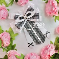 Image 3 of White & Black Lace Lightstick Bow