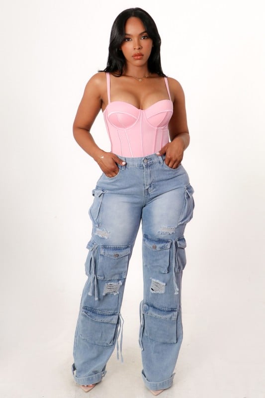 Image of Light Rinse Cargo Jeans 