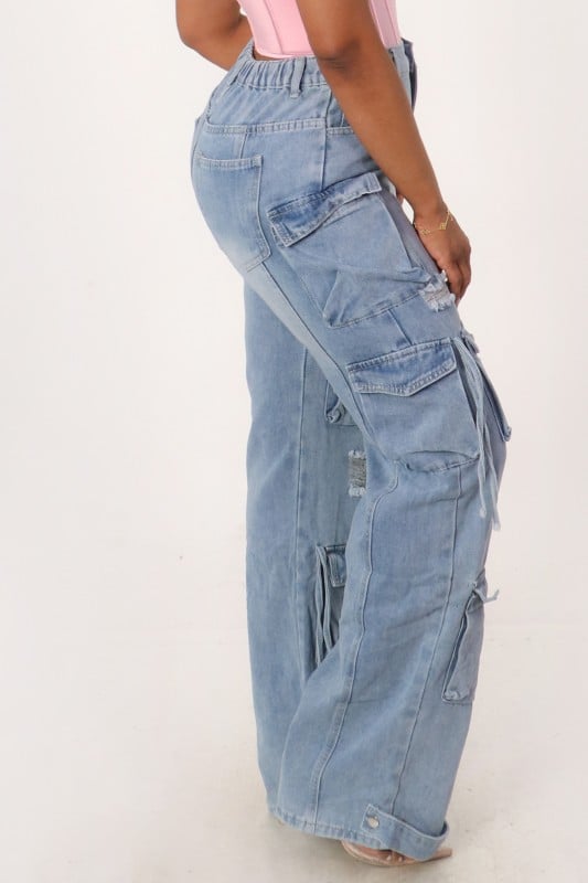 Image of Light Rinse Cargo Jeans 