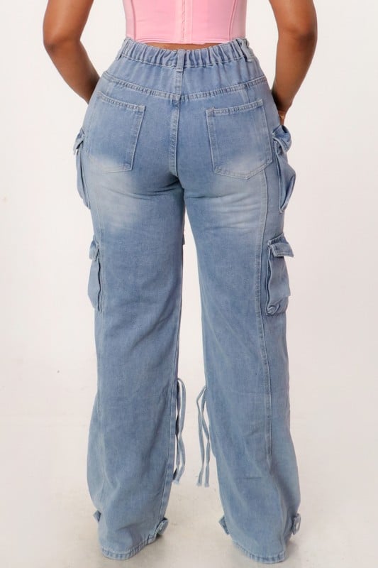 Image of Light Rinse Cargo Jeans 