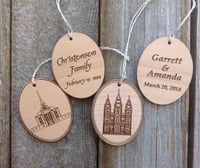 Image 1 of Personalized Wood Temple Ornaments - LDS Temple Christmas Ornaments - Wood Tags