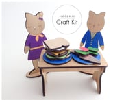 Image 1 of Cat's Corner Cafe Paint and Play Craft Kit, Wood Art, Birthday Gift Idea, DIY Craft Kit