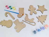 Image 2 of 8 Christmas Shapes Blank Ornaments, Paint Your Own, Kids Crafts DIY Kit, Paint Wood Kit, Christma...