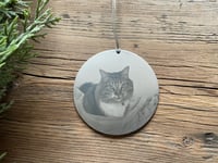 Image 1 of Pet Portrait Custom Christmas Ornament • Stainless Steel Ornament • Pet Memorial Ornament