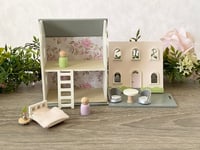 Image 2 of Rose Cottage Tiny Wood Dollhouse for Dolls