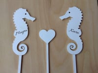 Image 4 of Personalized Seahorse Cake Topper Beach Wedding Decor