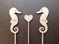 Image 5 of Personalized Seahorse Cake Topper Beach Wedding Decor