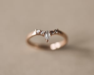 Image of 18ct Rose gold, Milky grey marquis-cut diamond wishbone ring (LON255)