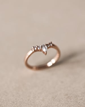 Image of 18ct Rose gold, Milky grey marquis-cut diamond wishbone ring (LON255)