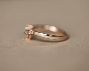 Image of 18ct Rose gold, Milky grey marquis-cut diamond wishbone ring (LON255)