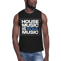 Image 2 of House Music Is Soul Music muscle tee  BLUE - Unisex 