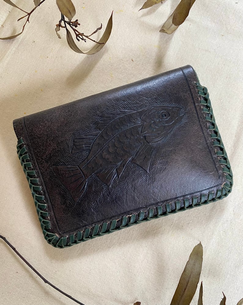 Image of Small pouch wallet~ Eucalyptus and Fish