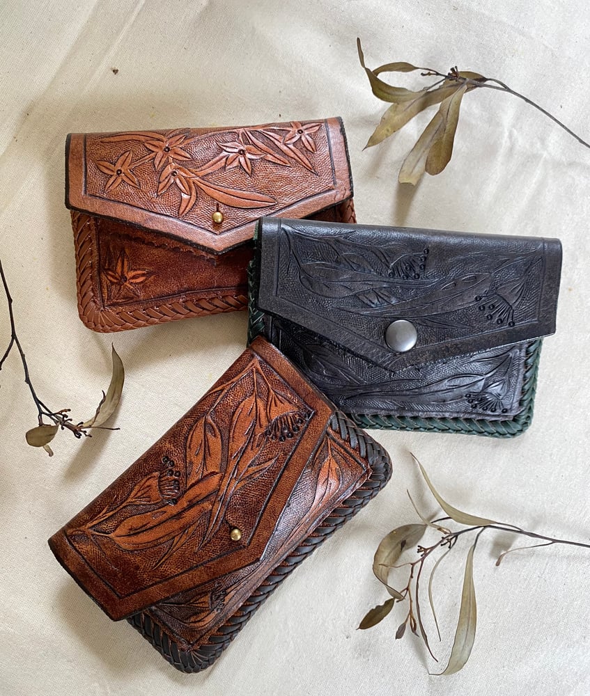 Image of Small pouch wallet~ Eucalyptus and Fish
