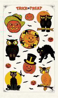 Image 3 of Cavallini & Co. Halloween Vintage Style Cotton Tea Towel