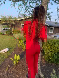 Image 2 of Lets Have Six (Red Leggings).