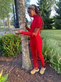 Image 5 of Lets Have Six (Red Leggings).