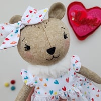 Image 1 of Handmade Fabric Bear Doll #1
