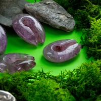 Image 1 of Quartz Pincer - Keyhole Ear Weights - Crystal - Stretched Ears - Pair - Purple Quartz