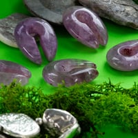 Image 2 of Quartz Pincer - Keyhole Ear Weights - Crystal - Stretched Ears - Pair - Purple Quartz