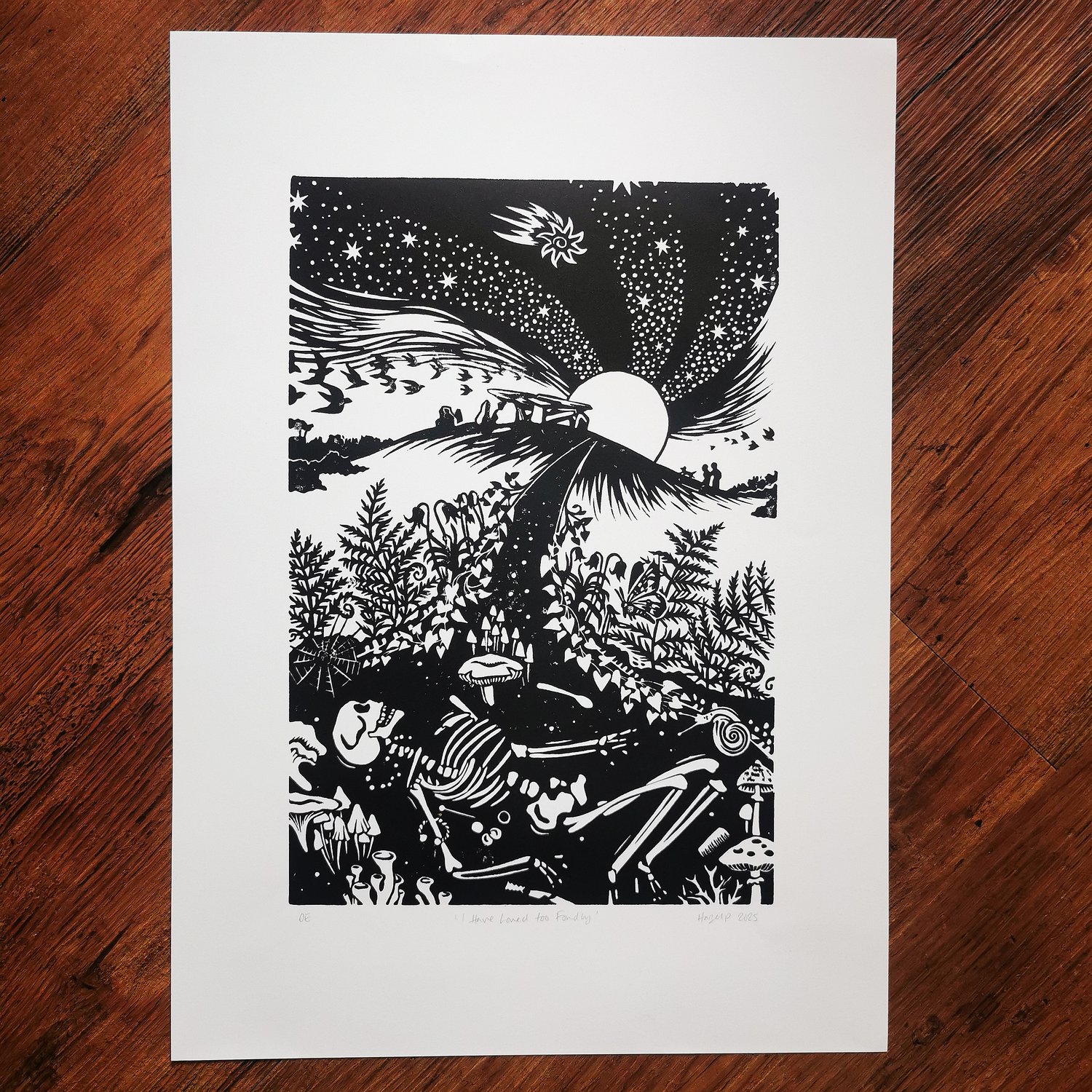 Image of 'I Have Loved Too Fondly' - A3 Lino Print