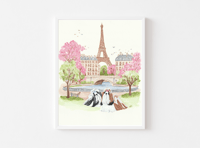 Image 1 of Shih Tzu "Date in Paris" Art PRINT / NOTECARDS SET Painting Original Artwork 