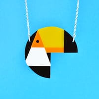 Image 3 of Geometric Toucan Brooch or Necklace