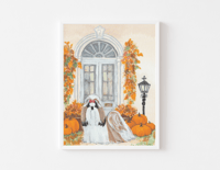 Shih Tzu Fall Home Hand Painted Artwork Pumpkins Autumn Decor