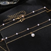 Image 3 of Women's Pearl Tassel Pendant | Double-layer Necklace Gold Pearl Necklace 