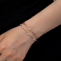Image 2 of Double-layered Pearl Bracelet | Gold