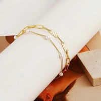 Image 1 of Double-layered Pearl Bracelet | Gold