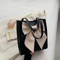 Image 5 of Women's Medium Pu Leather Bow Knot Streetwear Square Magnetic Fashion Buckle Handbag