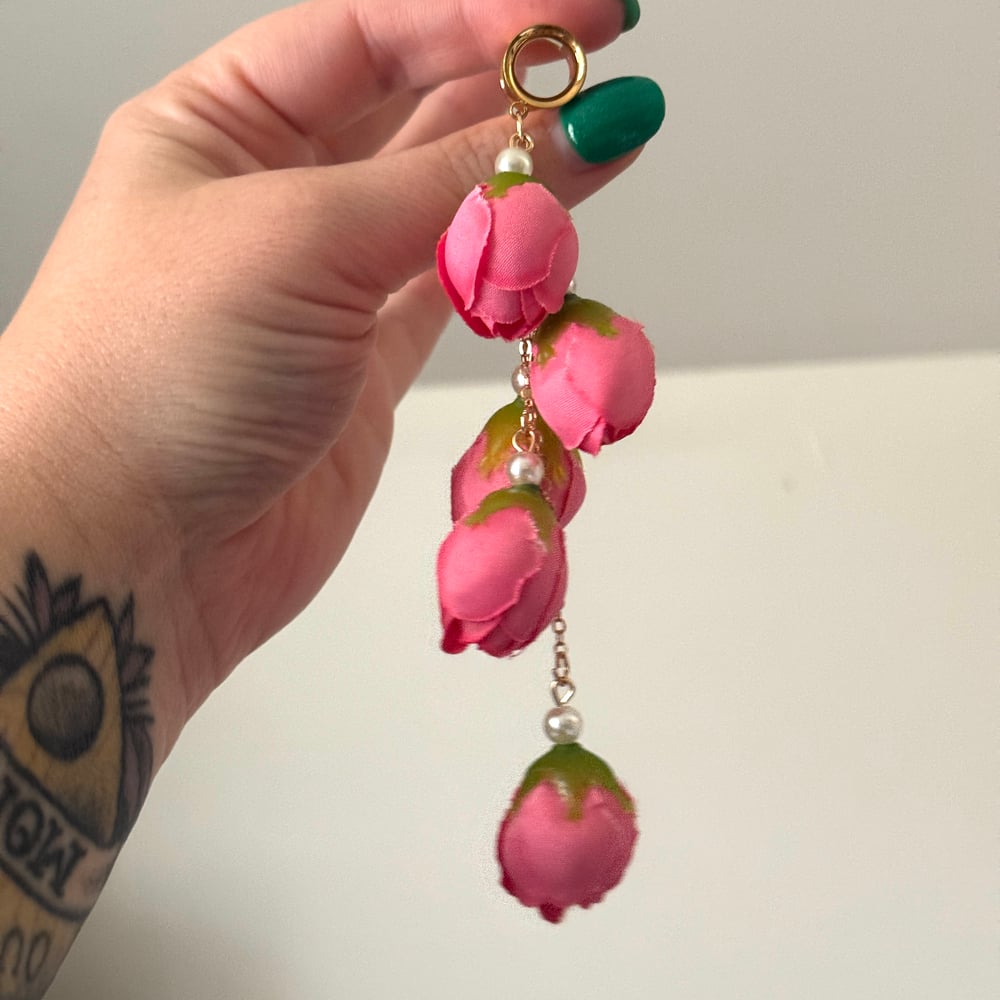 Image of Pink Pearl Rose Dangles (sizes 4g-2")
