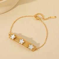 Image 1 of 18K Gold Plated Stainless Steel Flower Cable Chain Bracelet