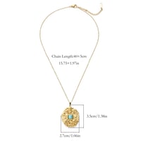 Image 3 of 18K Gold Plated Inlay Turquoise Pendant Necklace