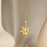 Image 1 of 18K Gold Plated Sun Pendant Necklace