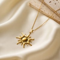 Image 2 of 18K Gold Plated Sun Pendant Necklace
