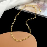 Image 1 of 18K Gold Plated Paperclip Necklace 