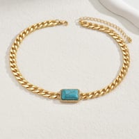 Image 2 of 18K Gold Plated Chunky Turquoise Necklace 