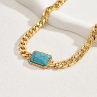 Image 1 of 18K Gold Plated Chunky Turquoise Necklace 