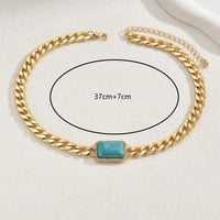 Image 3 of 18K Gold Plated Chunky Turquoise Necklace 