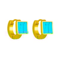Image 4 of 18K Gold Plated Chunky Turquoise Earrings 