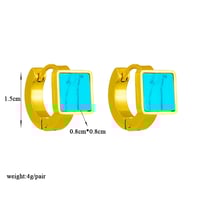 Image 5 of 18K Gold Plated Chunky Turquoise Earrings 
