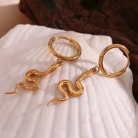 Image 5 of 18K Gold Plated Drop Snake Earrings 