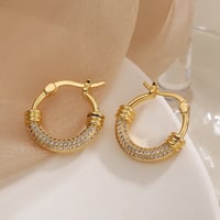 Image 1 of 18K Gold Plated Zircon Hoops 
