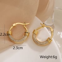 Image 2 of 18K Gold Plated Zircon Hoops 