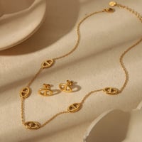 Image 1 of 18K Gold Plated Stainless Steel Necklace & Earring Set