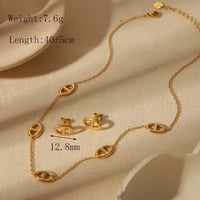 Image 2 of 18K Gold Plated Stainless Steel Necklace & Earring Set