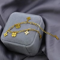 Image 2 of 18K Gold Plated Clover Charm Bracelet 